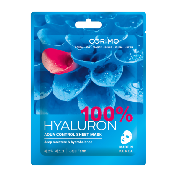 Купить Тканевая маска для лица Corimo Hyaluron Aqua Control Sheet Mask акваконтроль глубокое увлажнение, 22г. 8809722153351 в Красноярске и с доставкой по России, магазин Панда.