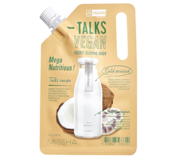 Ночная питательная маска несмываемая для лица с нони и кокосом Missha Talks Vegan Squeeze Pocket Sleeping Mask, Ю. Корея, 10г.